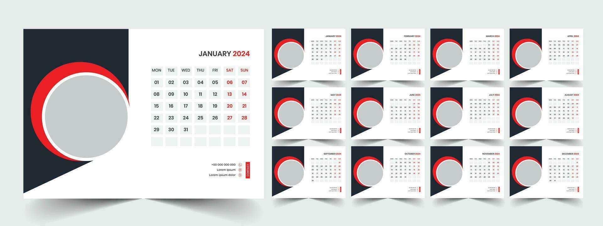 Desk Calendar Template 2024 vector
