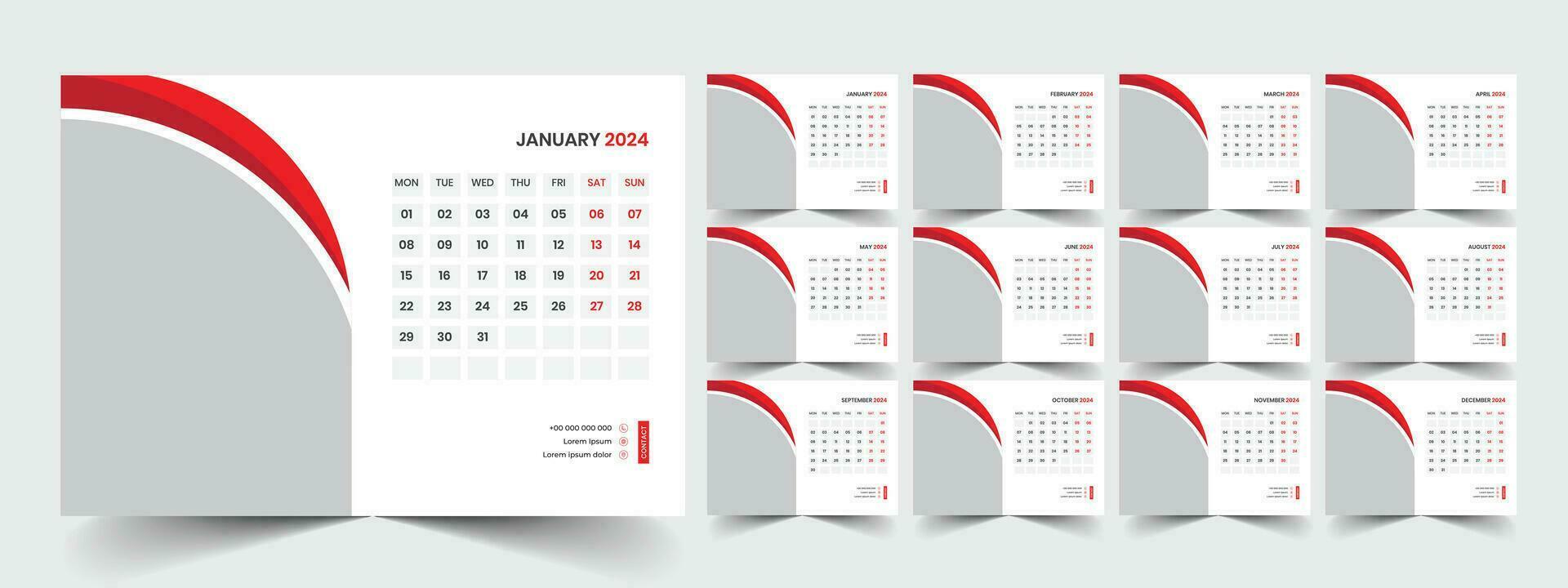 Desk Calendar Template 2024 vector