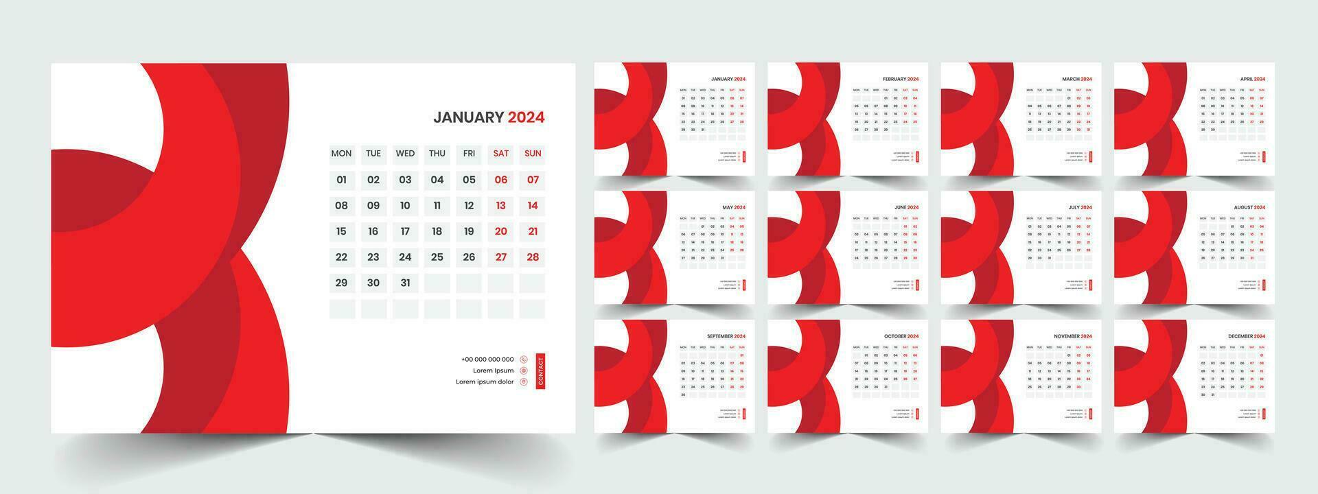 Desk Calendar Template 2024 vector