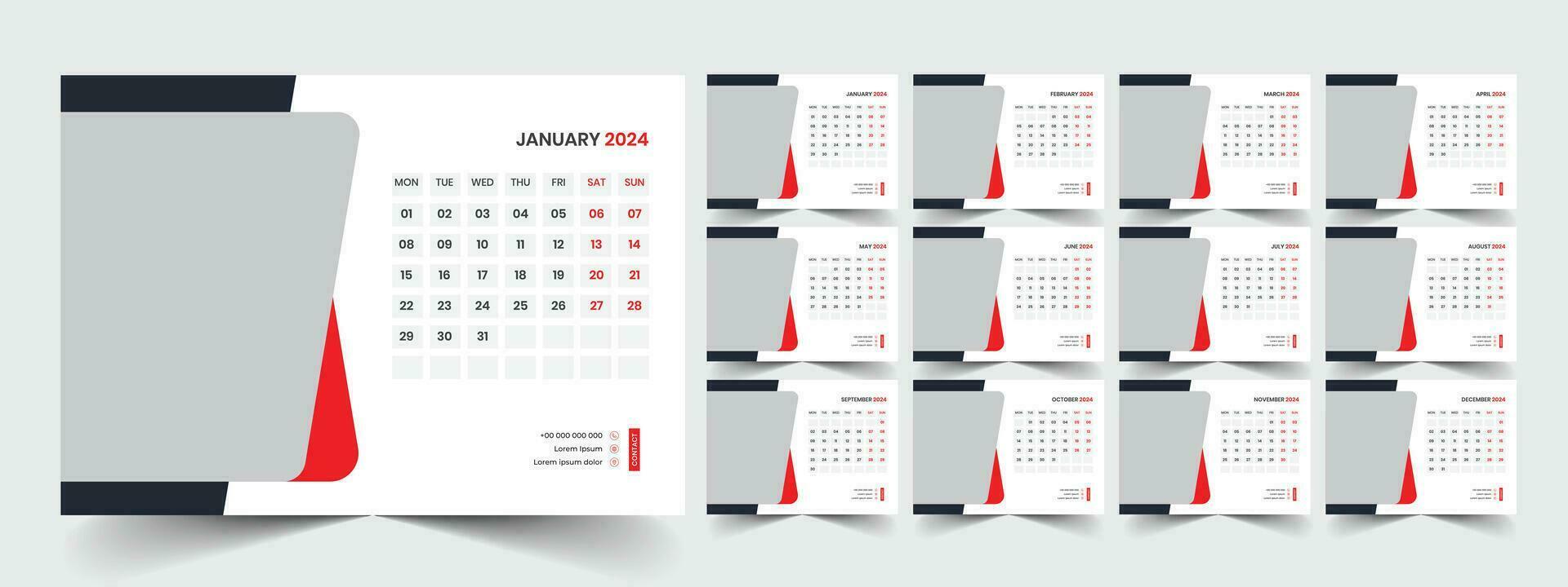 Desk Calendar Template 2024 vector