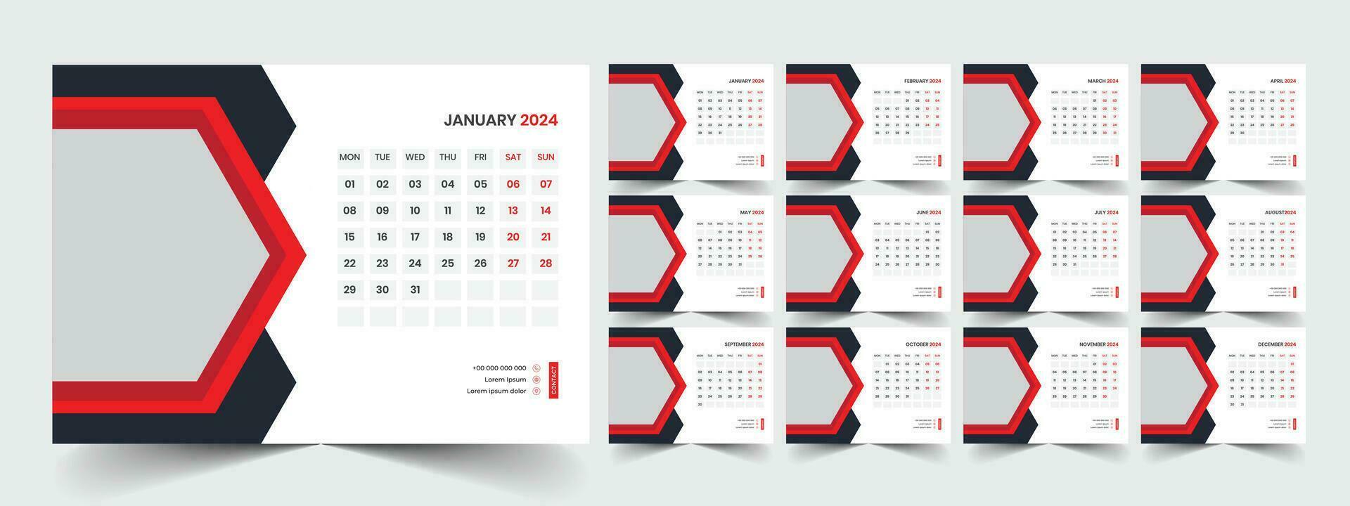 Desk Calendar Template 2024 vector