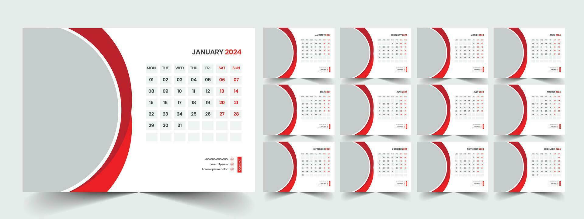 Desk Calendar Template 2024 vector
