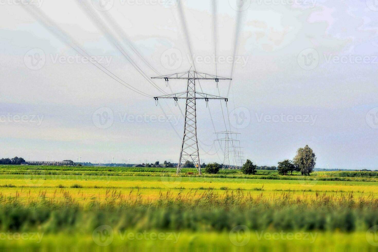 an image of an electric power line in a field photo