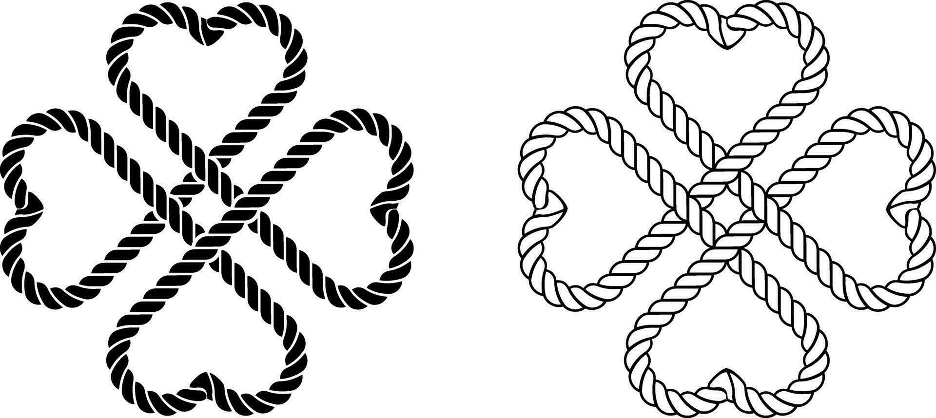 outline silhouette shamrock rope icon.clover leaf rope vector
