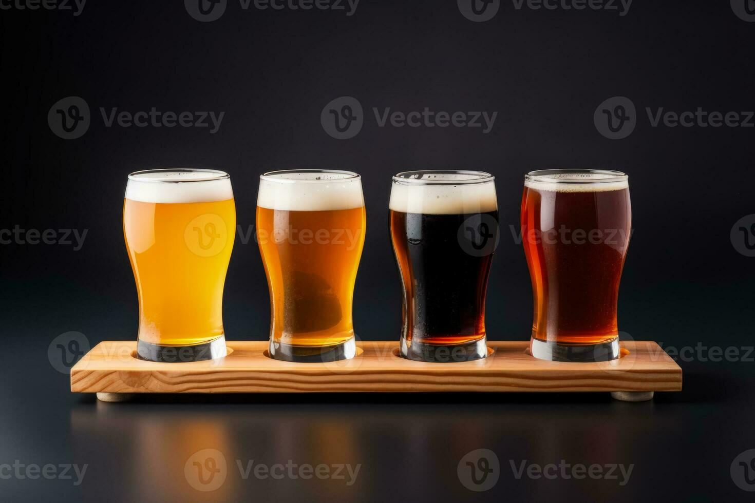 Craft beer flight sampler isolated on a gradient background photo