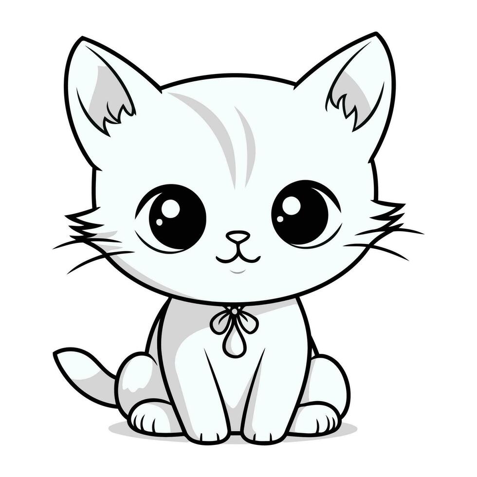 Cute cartoon cat isolated on a white background. Vector illustration.