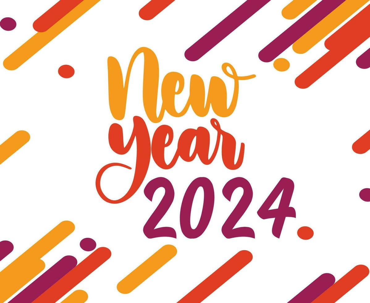 contento nuevo año 2024 resumen púrpura naranja y amarillo logo símbolo diseño vector ilustración