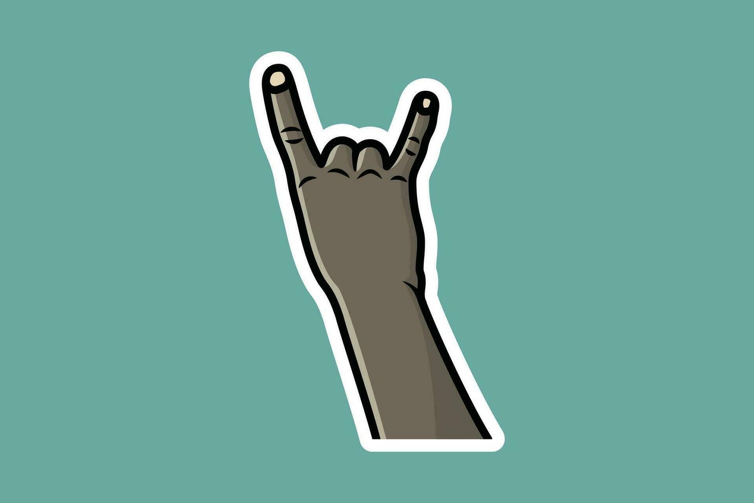 Rock Sign Hand Gesture Sticker vector illustration. People hand objects icon concept. Horns gesture grunge composition sticker vector design.