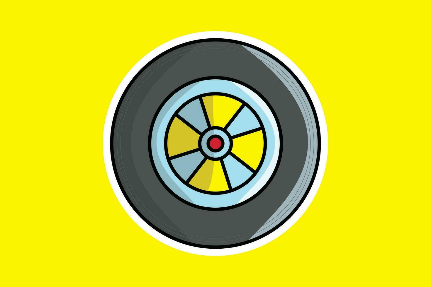 Sport Car Wheel Tire Sticker vector illustration. Transportation object icon concept. Tire shop logo design. Rubber tire or car tire sticker design logo.
