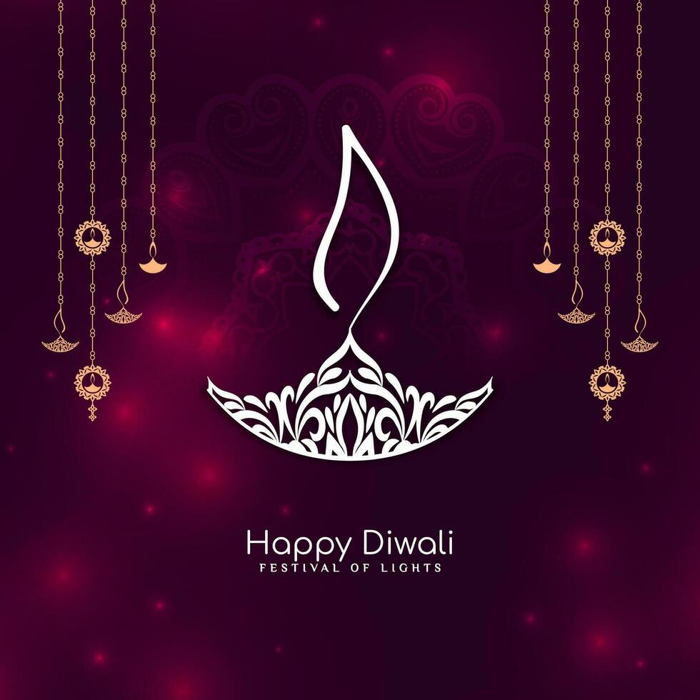 elegante contento diwali indio festival saludo tarjeta antecedentes vector
