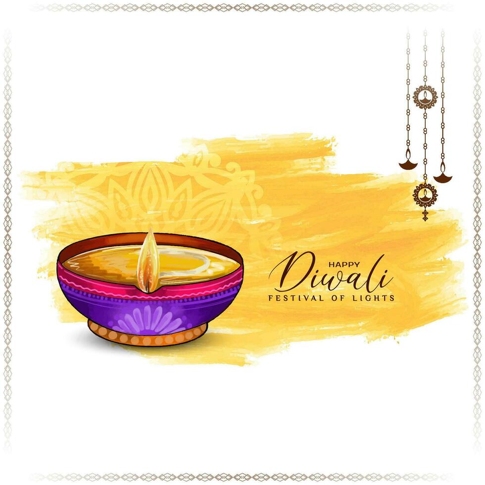 Happy Diwali religious Indian festival decorative background vector