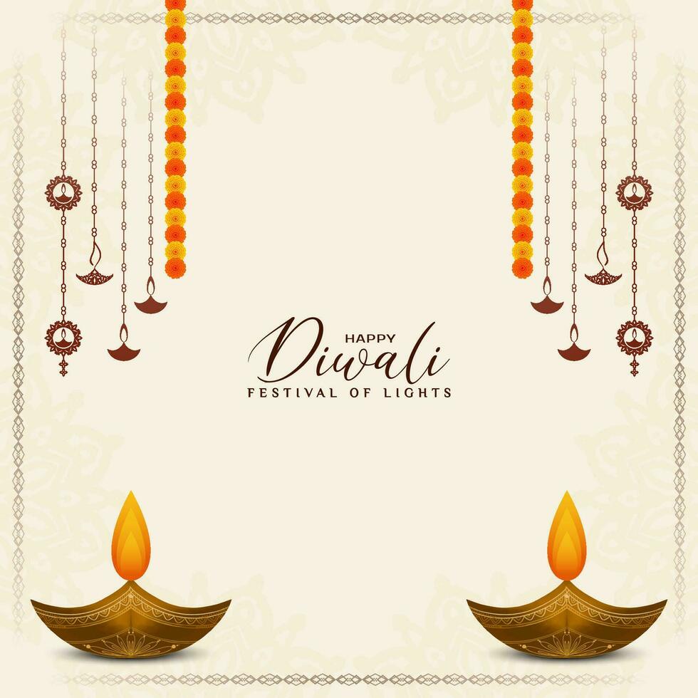 Happy Diwali traditional Indian festival greeting background vector