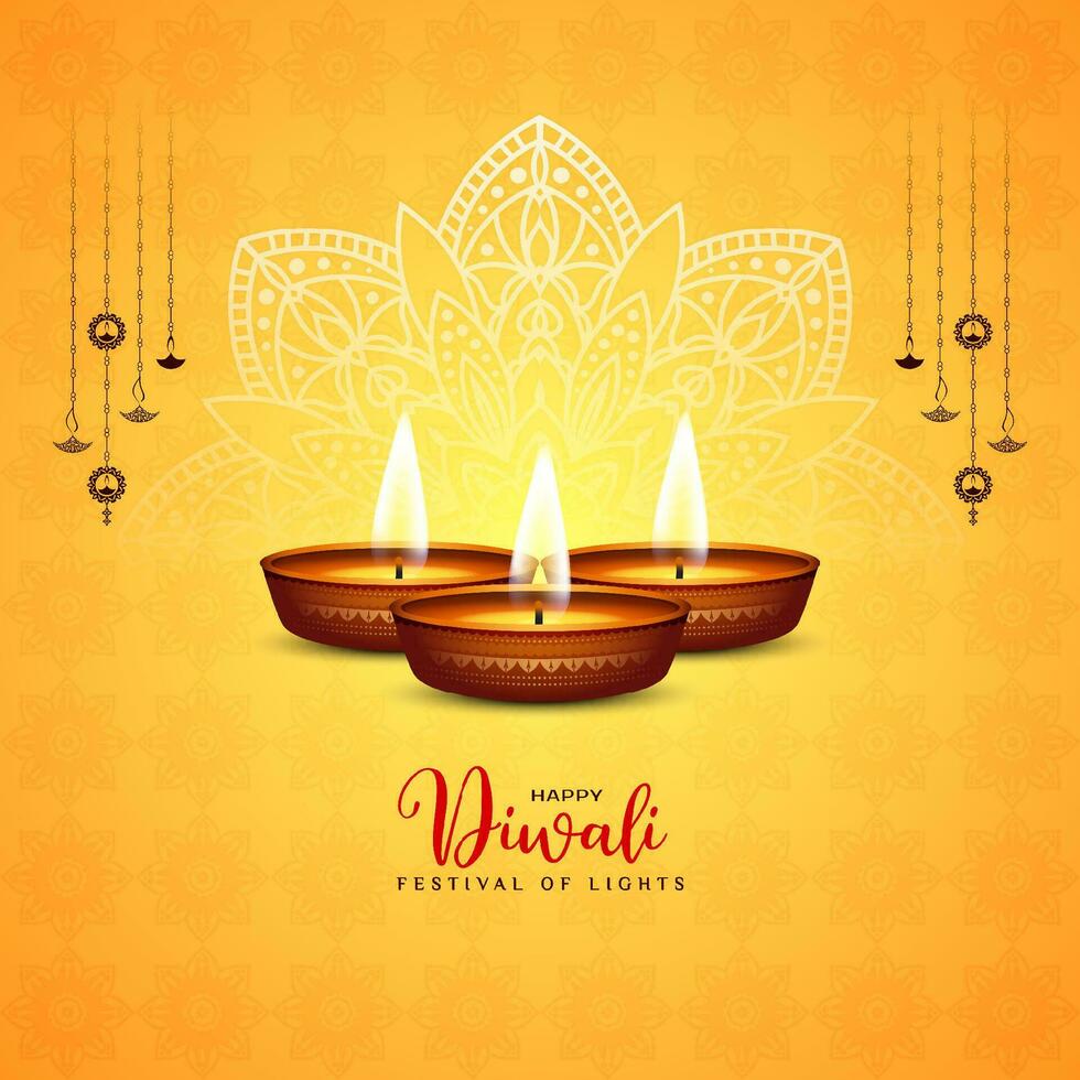 Happy Diwali religious Indian festival decorative background vector