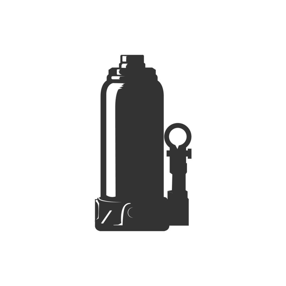 Vintage Retro Isolated Car Bottle Hydraulic Jack for Garage Workshop Repair Service Icon Illustration vector