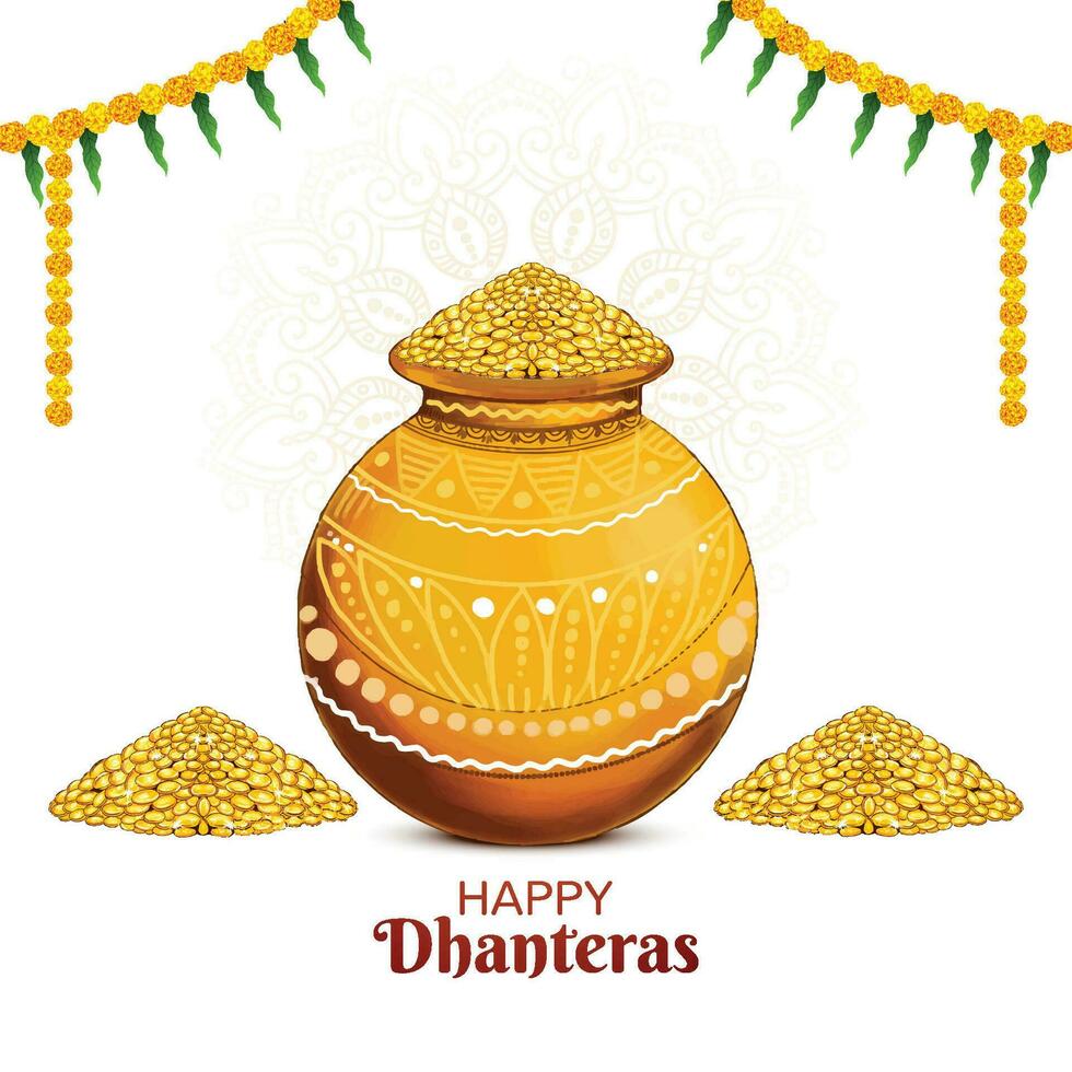 Hindu festival subh dhanteras card background vector