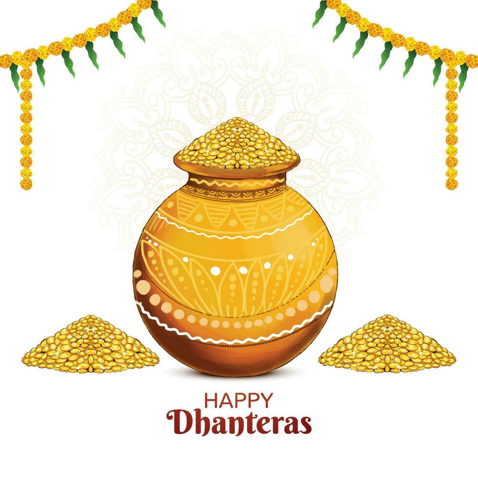 hindú festival subh Dhanteras tarjeta antecedentes vector