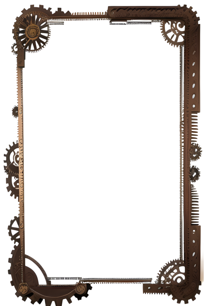 Steampunk border frame PNG transparent background Ai Generative