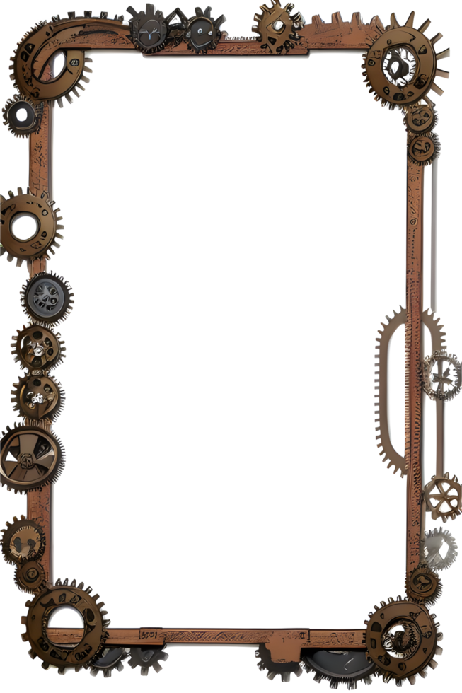 Steampunk border frame PNG transparent background Ai Generative