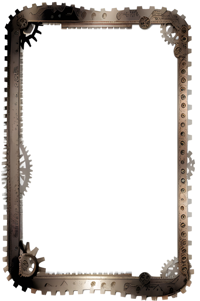 Steampunk border frame PNG transparent background Ai Generative