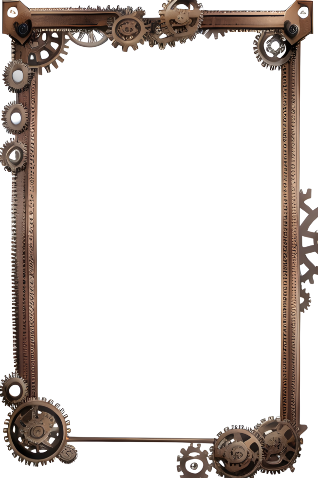 Steampunk border frame PNG transparent background Ai Generative