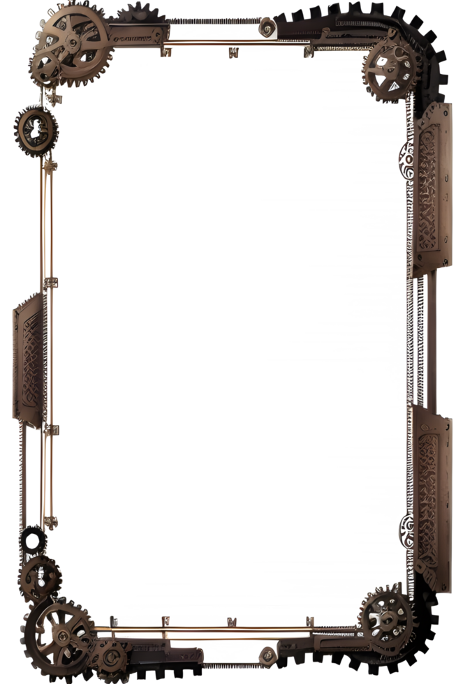 Steampunk Rand Rahmen png transparent Hintergrund ai generativ