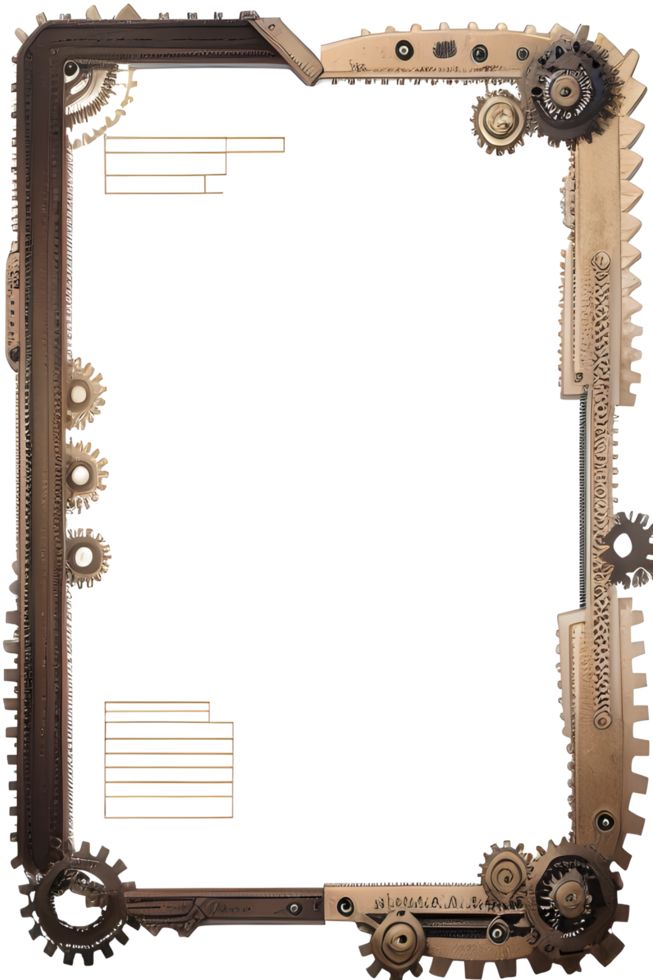 Steampunk border frame PNG transparent background Ai Generative