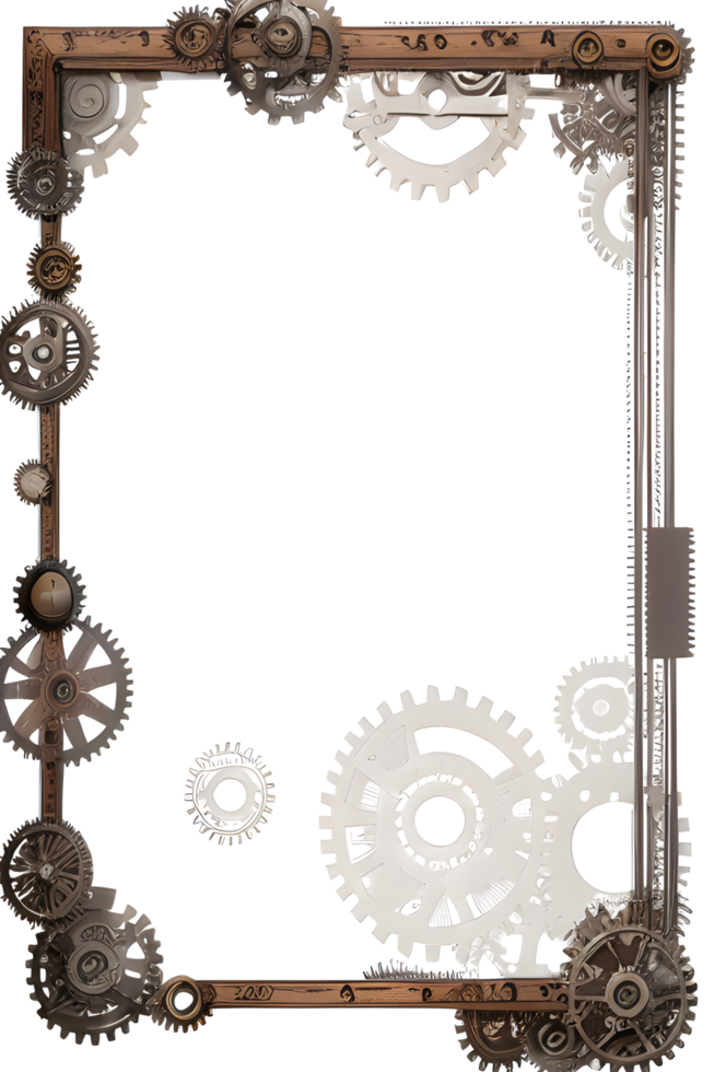 Steampunk border frame PNG transparent background Ai Generative