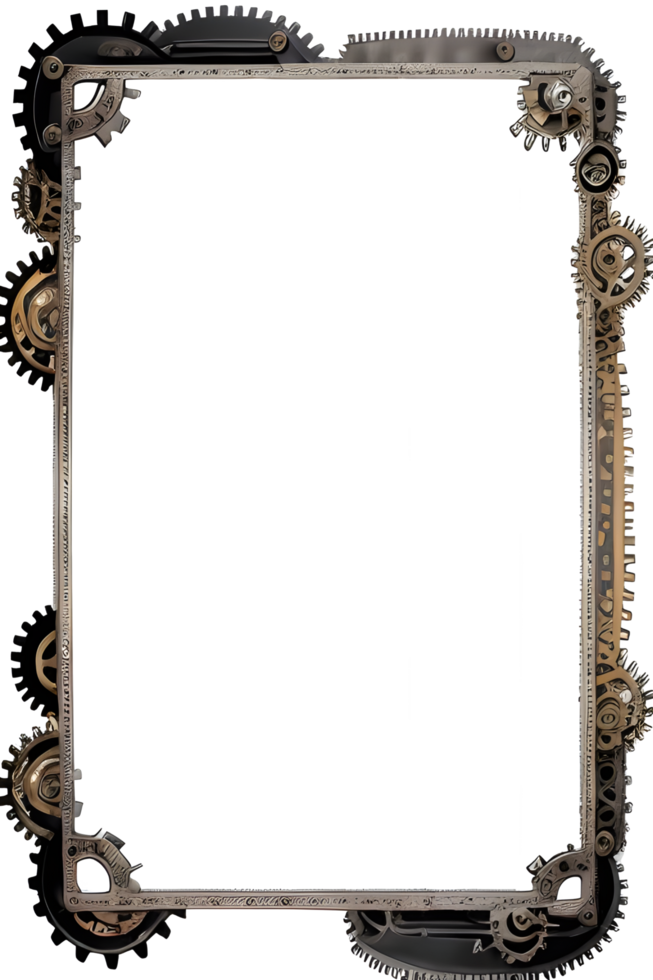 Steampunk border frame PNG transparent background Ai Generative