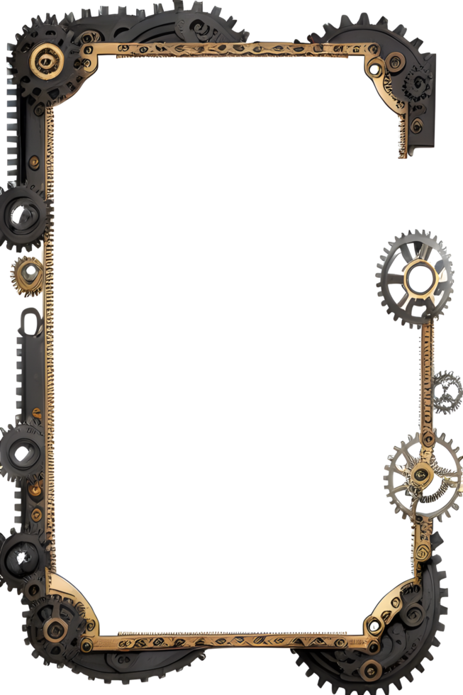 steampunk fronteira quadro, Armação png transparente fundo ai generativo