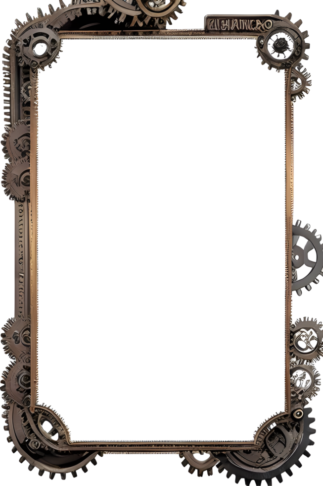 Steampunk border frame PNG transparent background Ai Generative