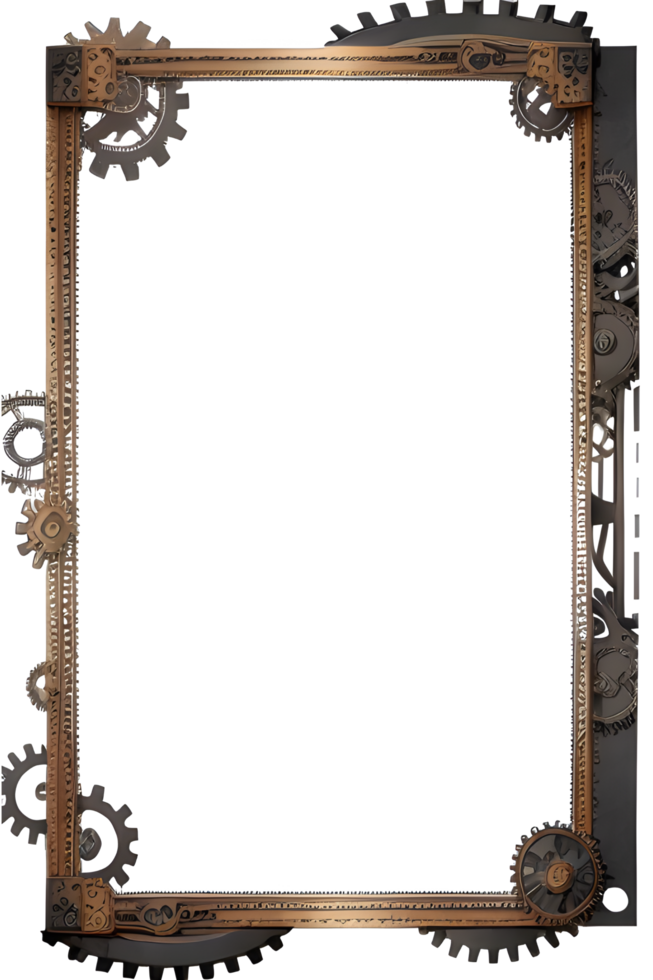 Steampunk border frame PNG transparent background Ai Generative