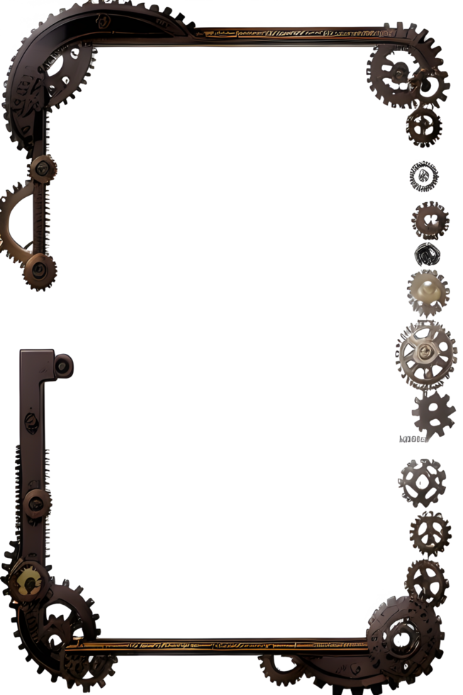 Steampunk border frame PNG transparent background Ai Generative