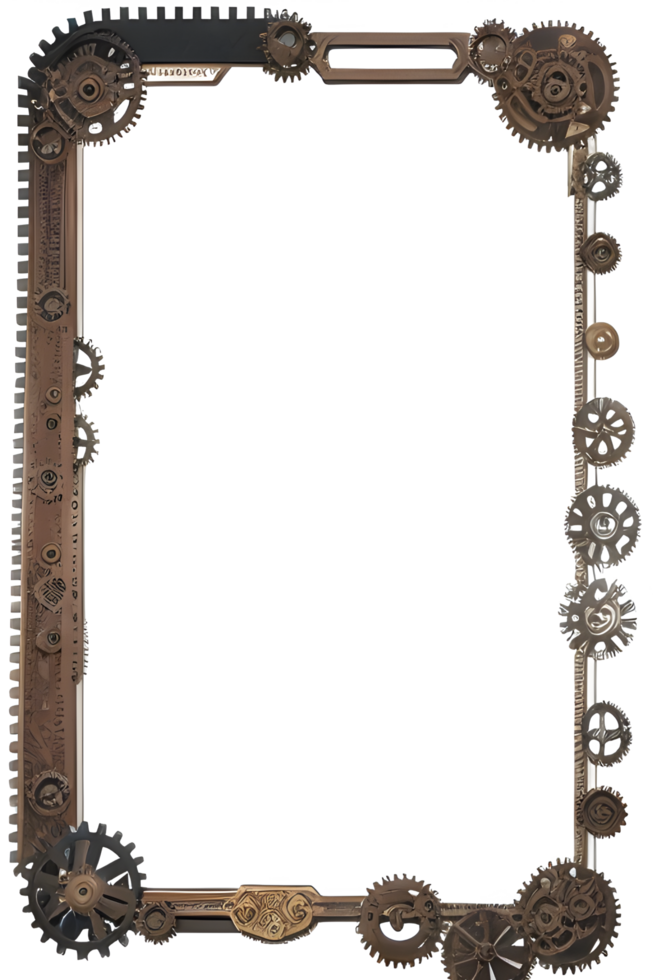 Steampunk border frame PNG transparent background Ai Generative