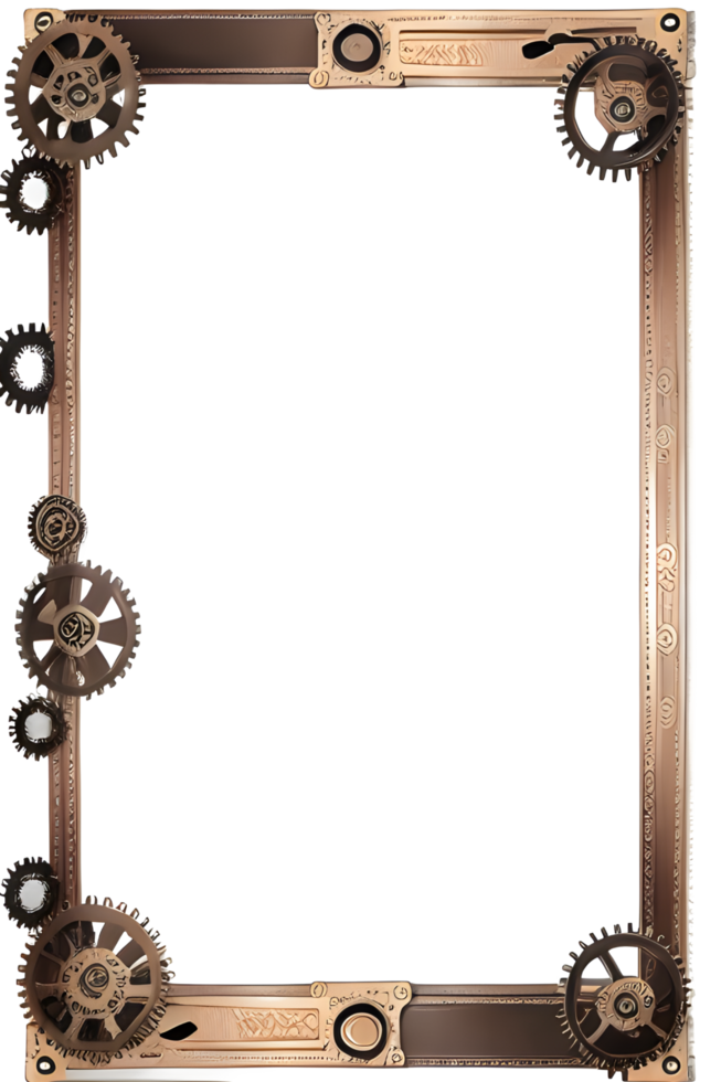 Steampunk border frame PNG transparent background Ai Generative
