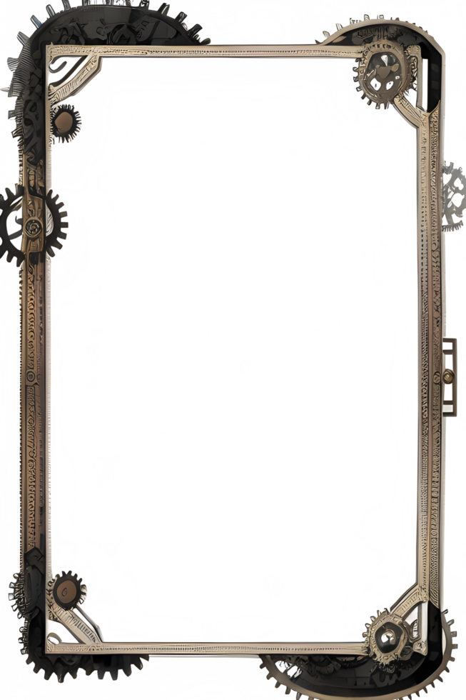Steampunk border frame PNG transparent background Ai Generative