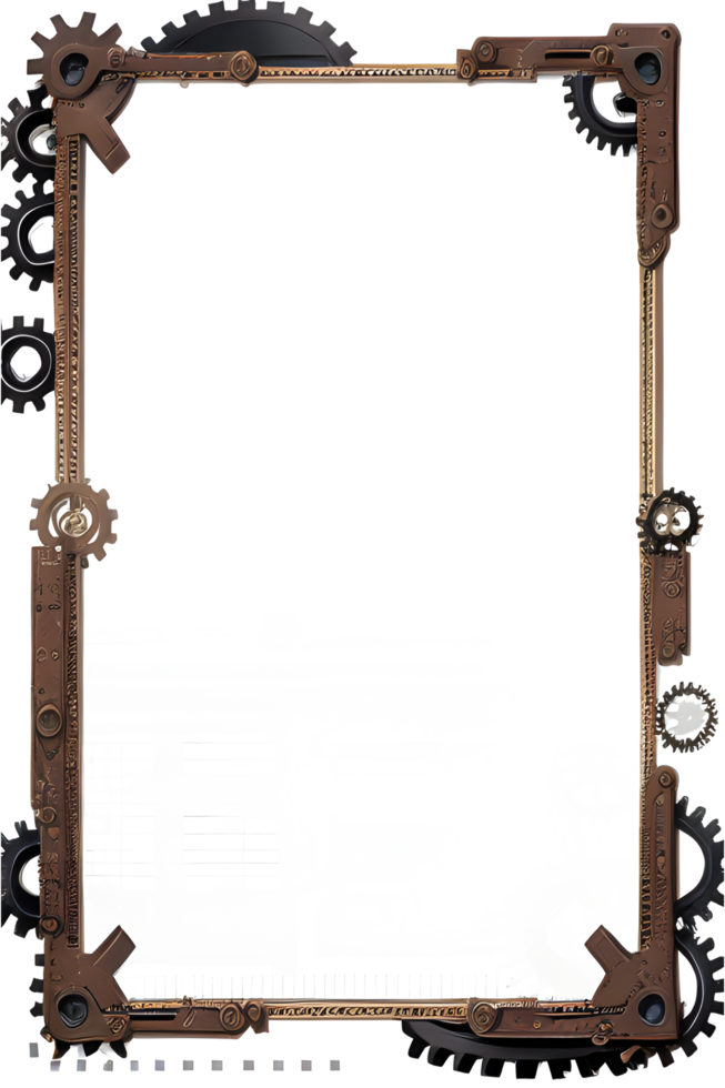 Steampunk border frame PNG transparent background Ai Generative
