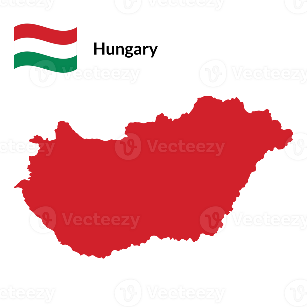 Map of Hungary with Hungarian national flag png