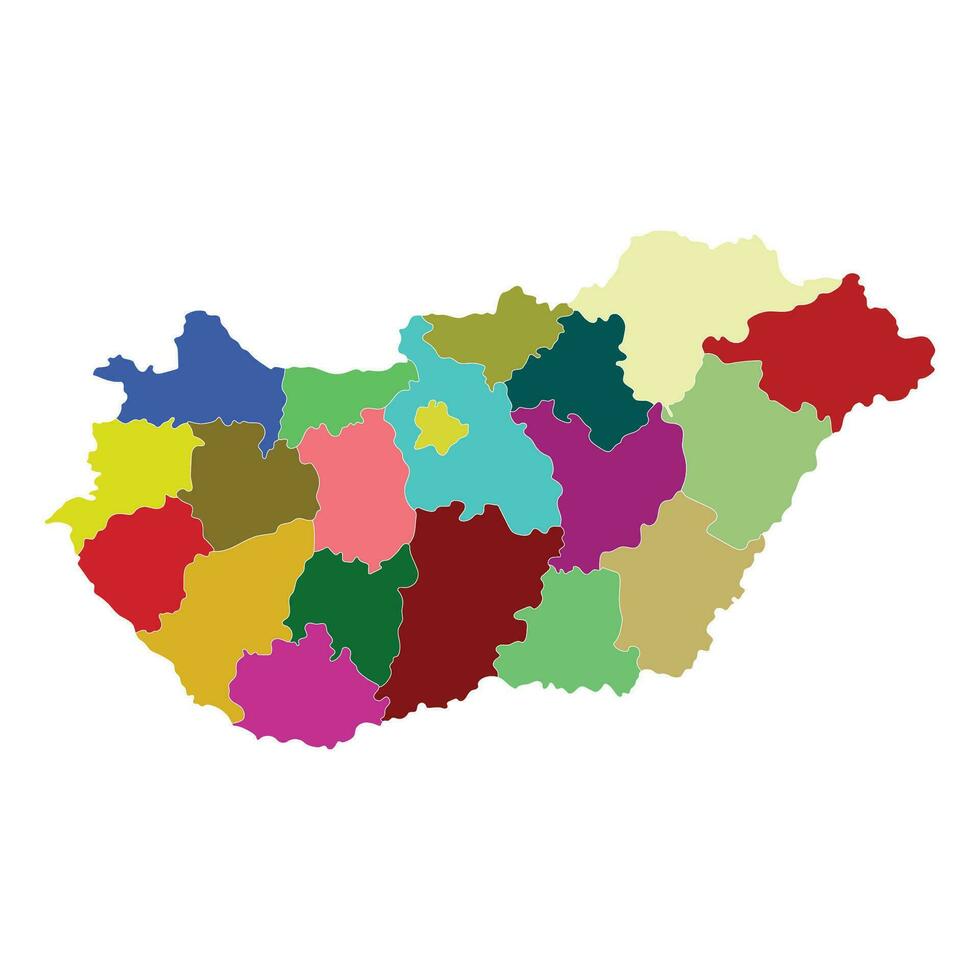 Hungary map. Map of Hungary in administrative regions vector