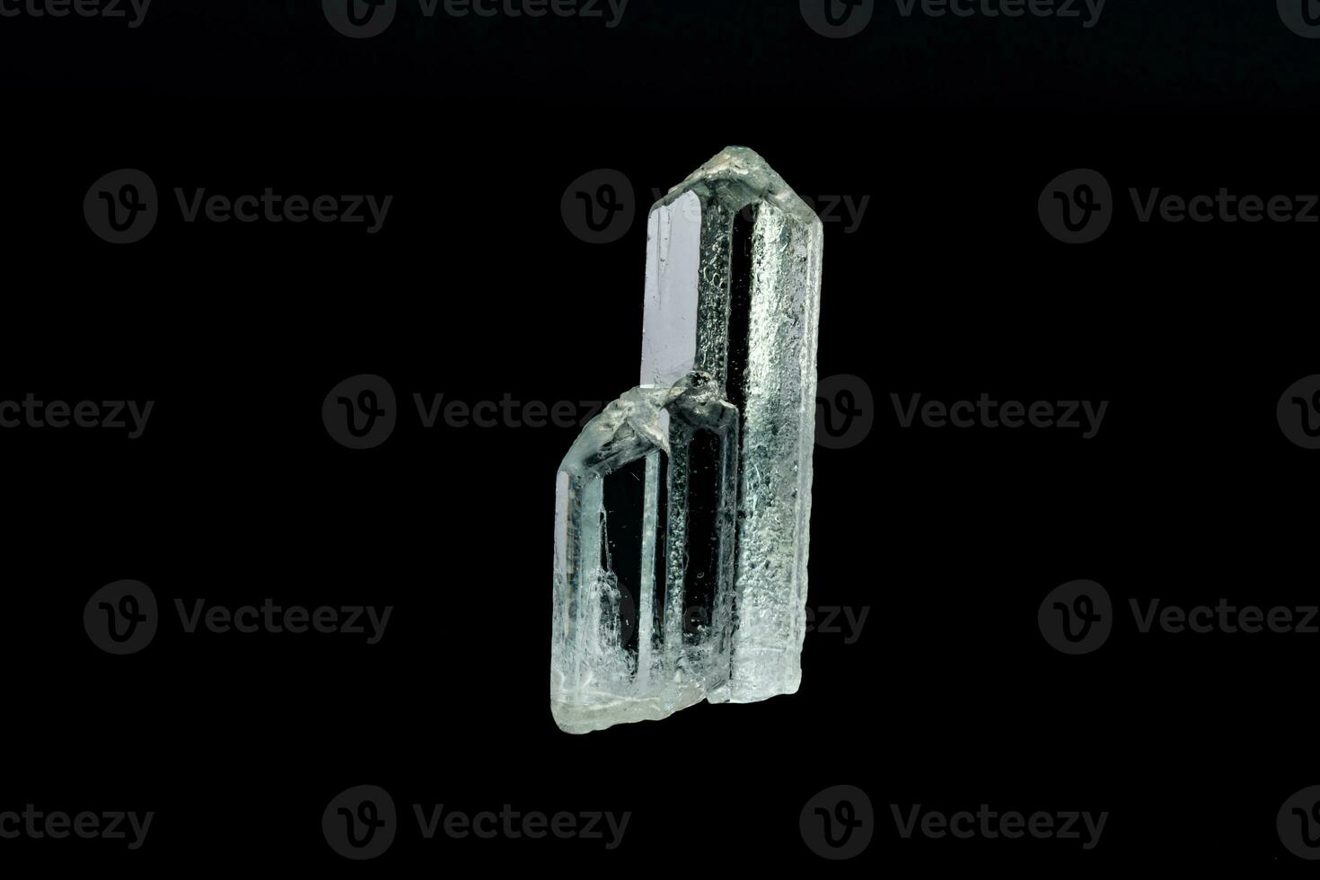 Macro mineral stone Aquamarine on a black background photo