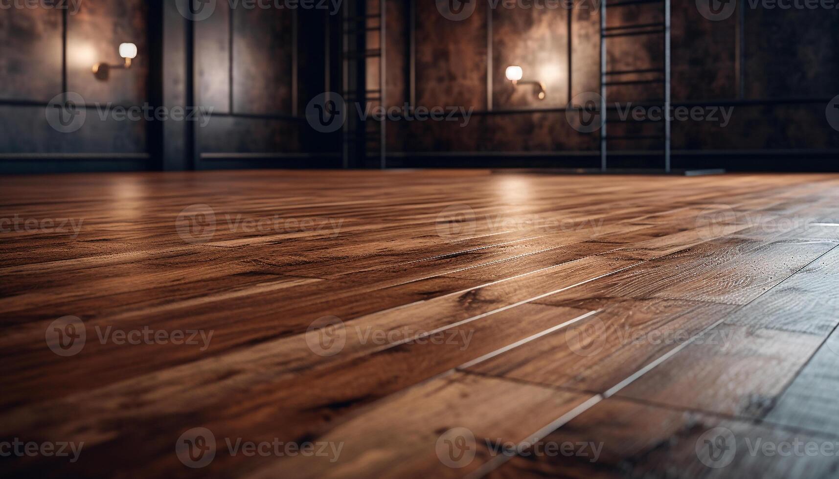 Dark hardwood flooring enhances the elegance of the modern home interior generated by AI photo