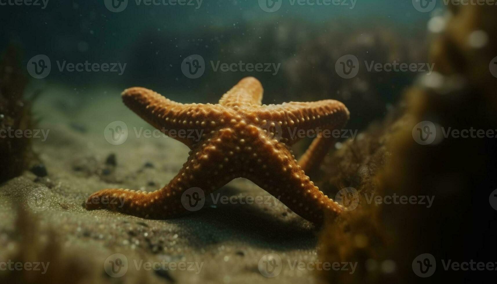 Underwater beauty starfish, fish, reef, sea life generated by AI photo