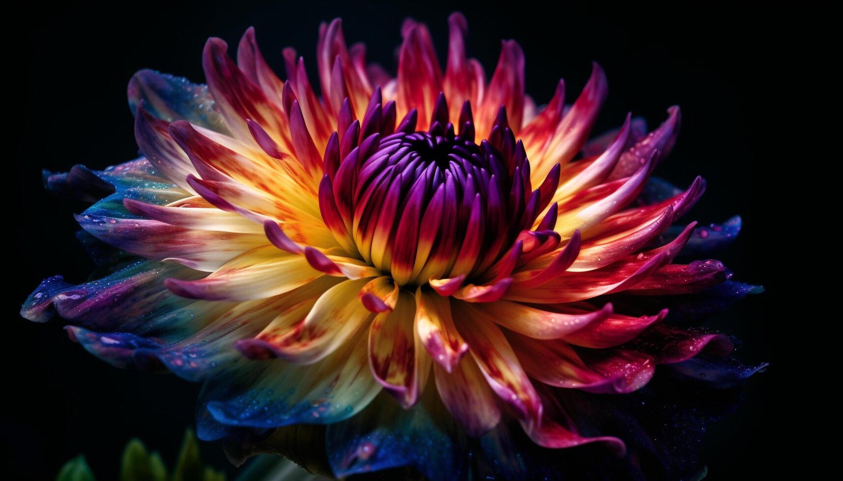 Vibrant colored flower petals create a beautiful nature bouquet generated by AI photo