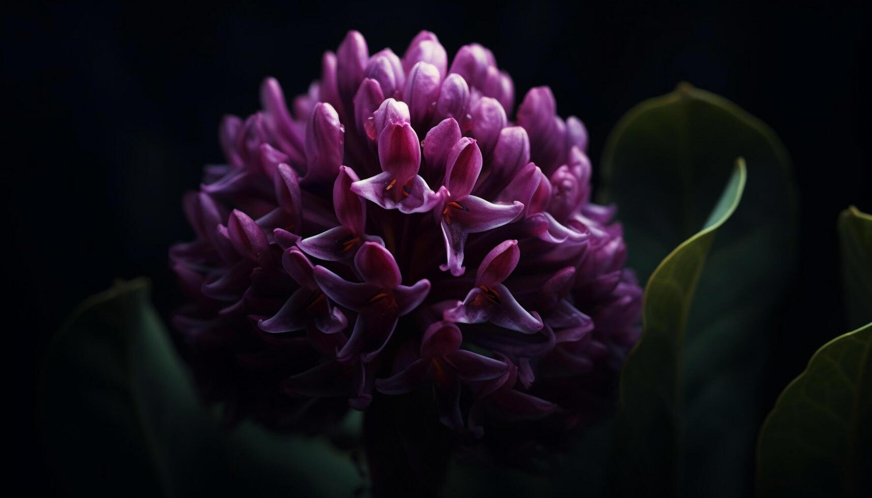 A beautiful purple flower blossom in a close up nature shot generated by AI photo