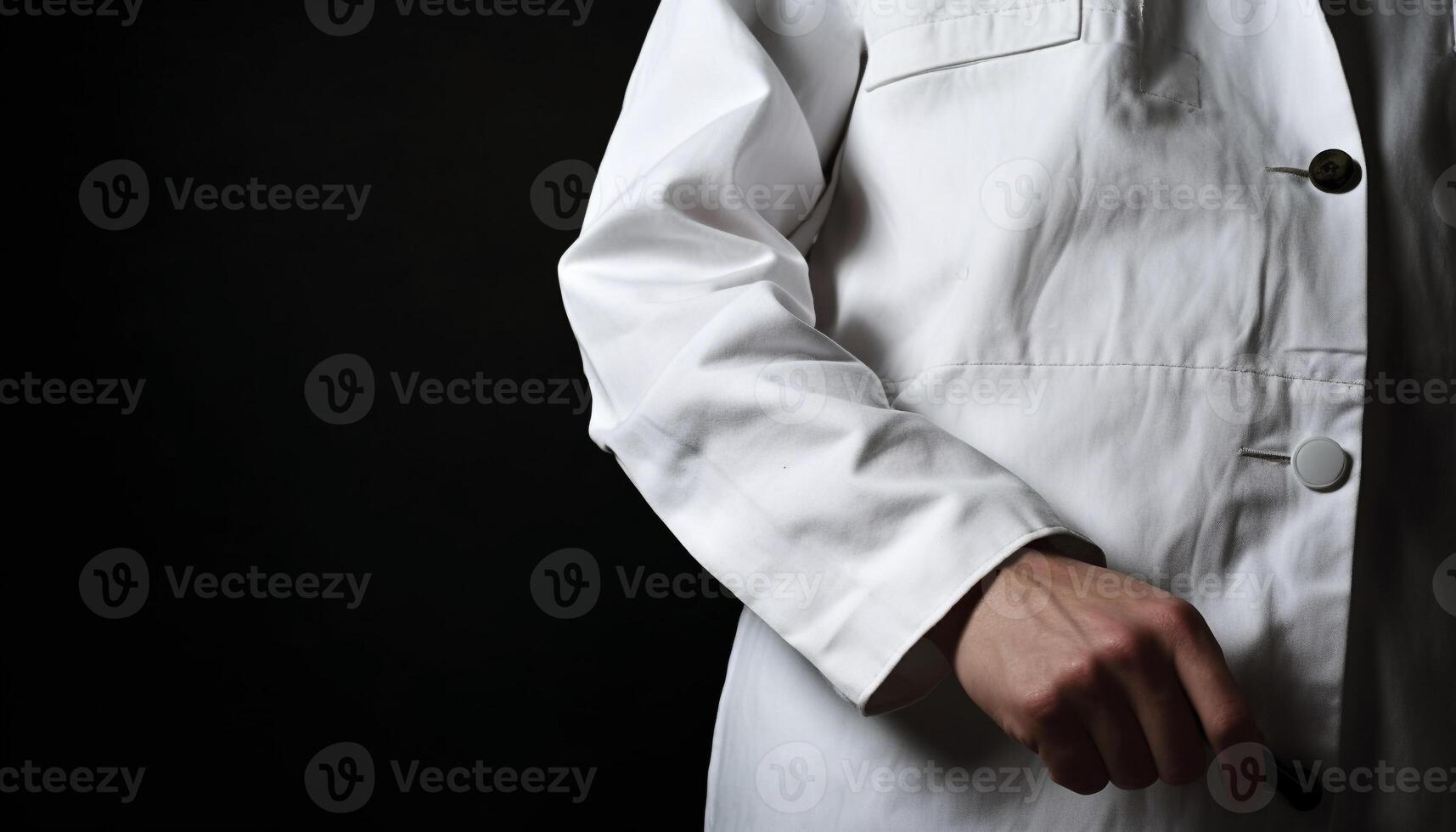 A confident doctor in a suit holds a stethoscope, success generated by AI photo