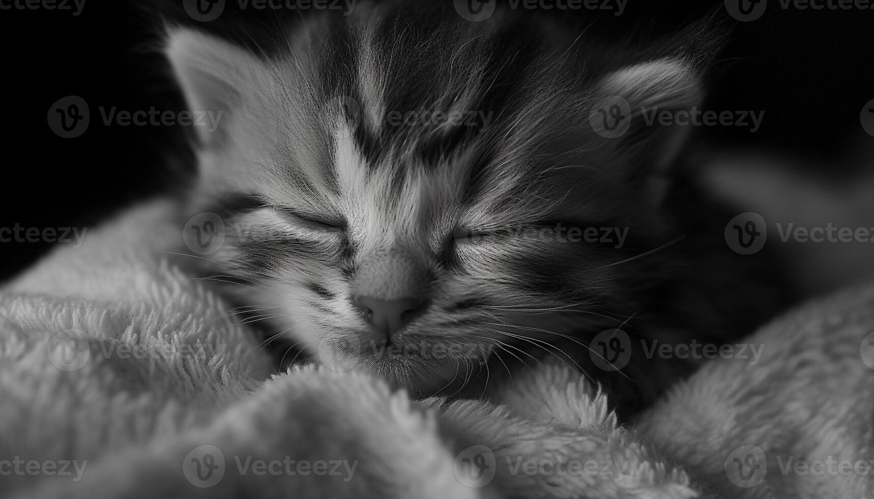 Cute kitten sleeping, softness of fur, fluffy and playful generated by AI photo