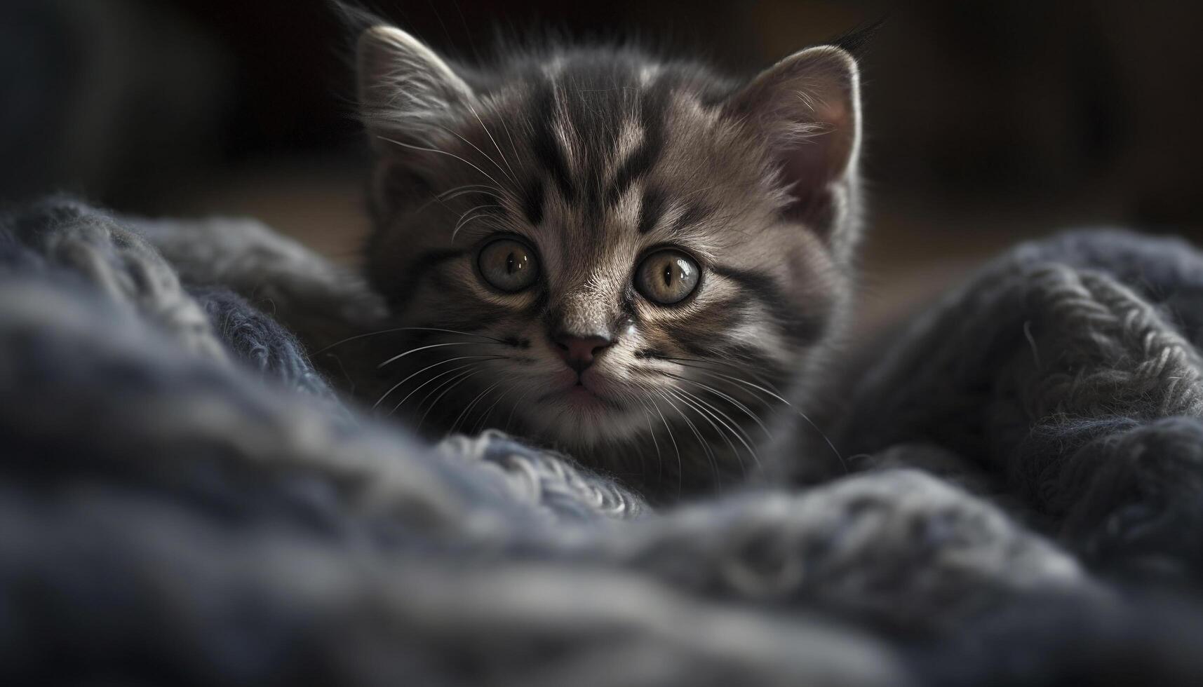 linda gatito con suave pelo, mirando a cámara, juguetón y curioso generado por ai foto