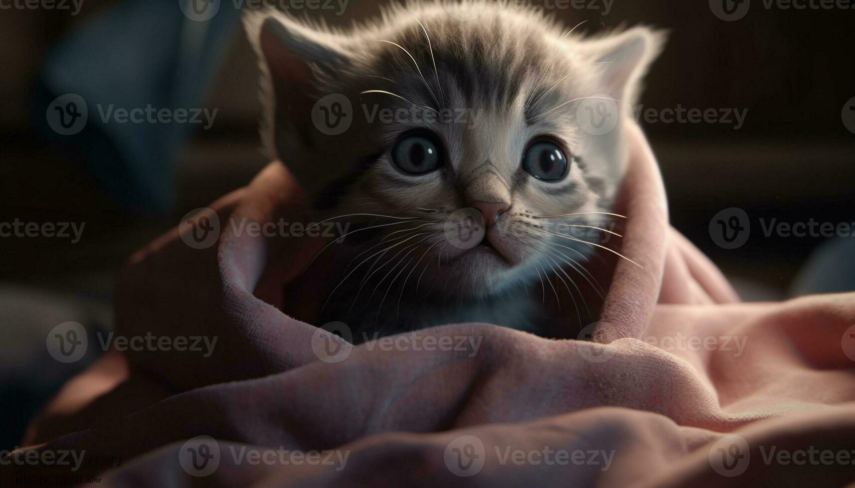 Cute kitten sitting, staring, playful, fluffy, charming, beauty in nature generated by AI photo