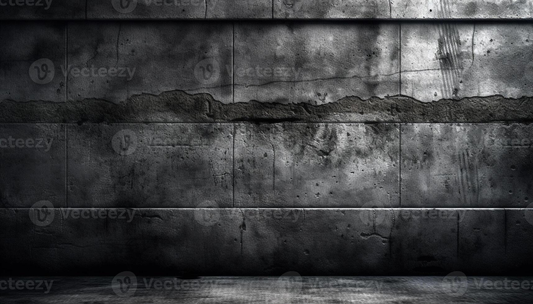 Dirty concrete wall with old, rusty, scratched, and weathered patterns generated by AI photo