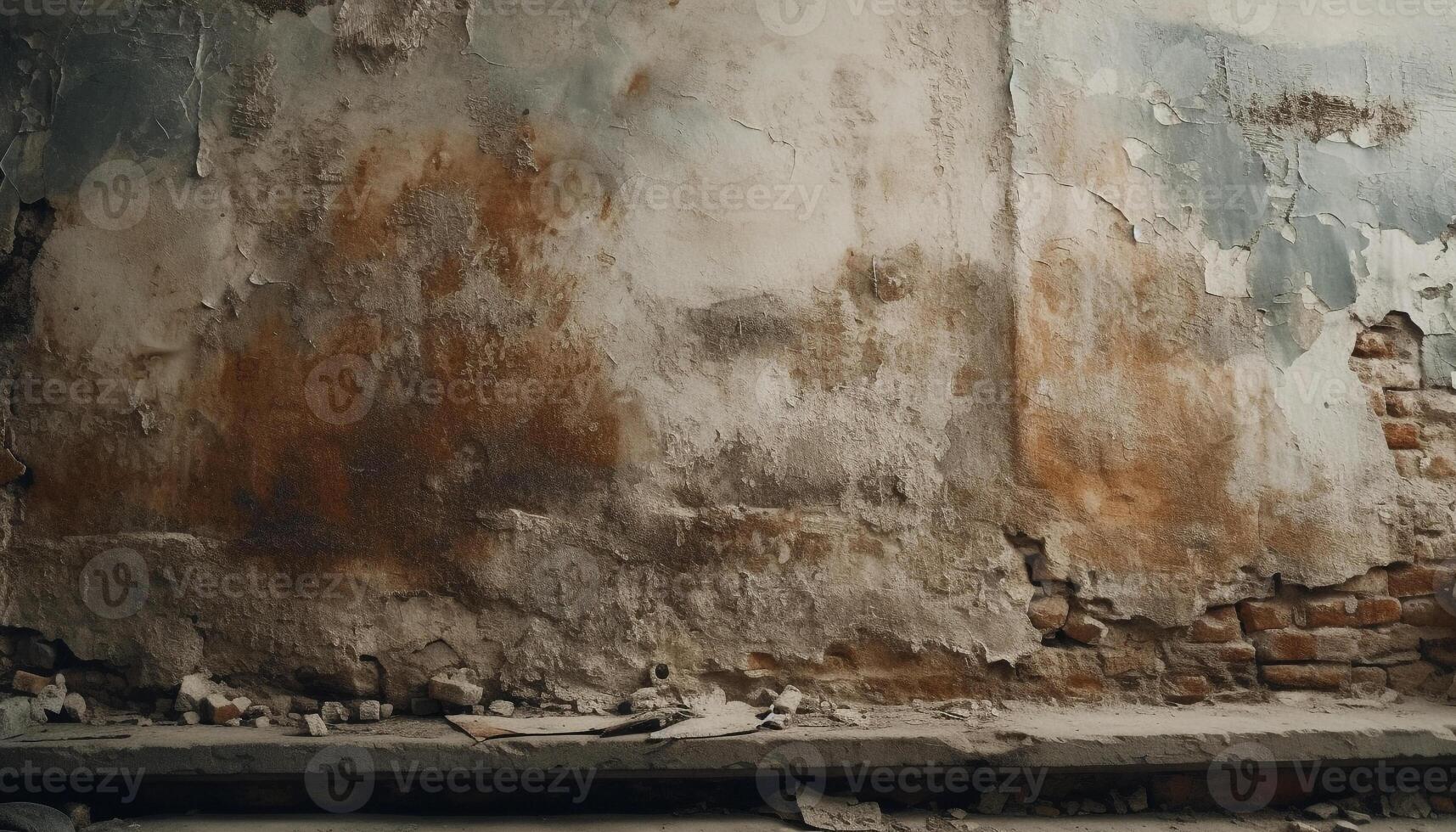 Dirty, old, damaged backgrounds wall building feature grunge rusty stained weathered generated by AI photo