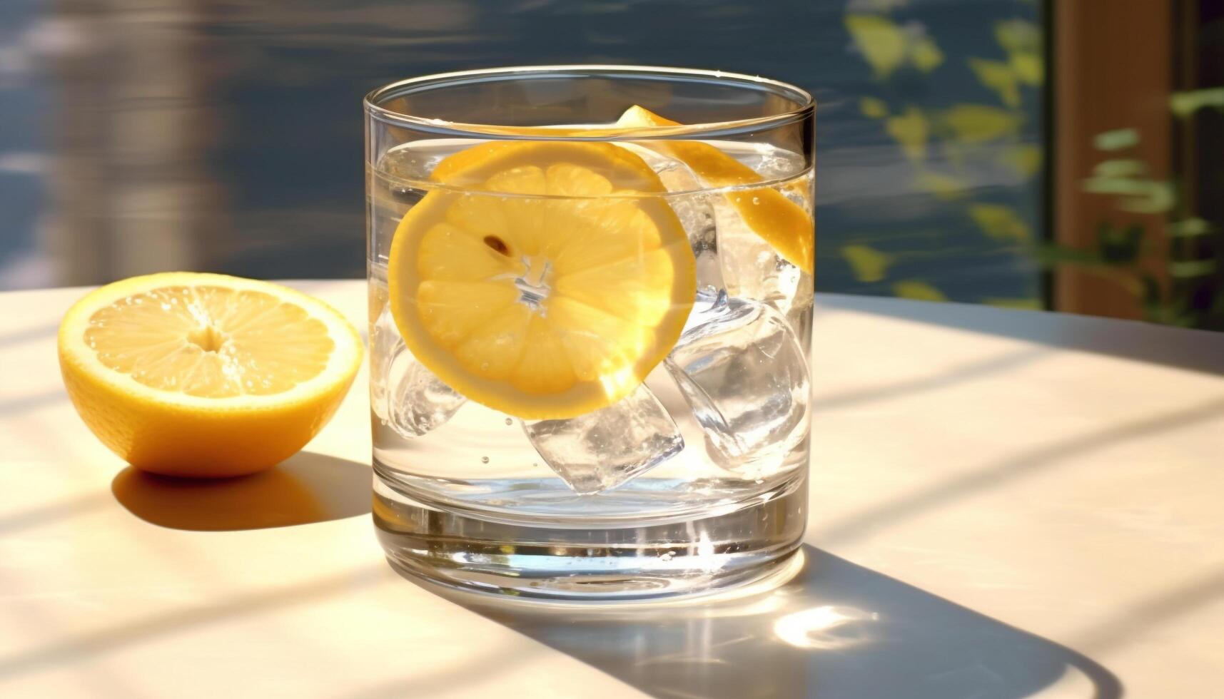 Refreshing lemonade in a glass, quenching thirst on hot summer generated by AI photo